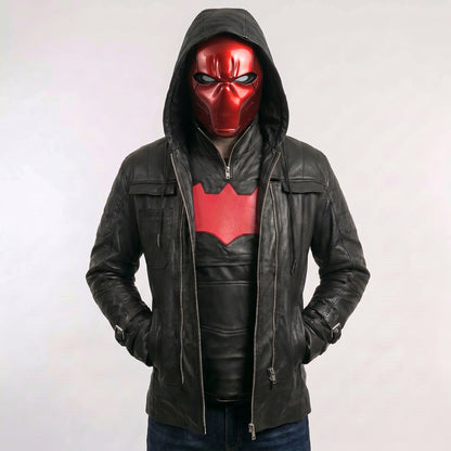 Jason Todd Red Hood Black Leather Jacket & Vest