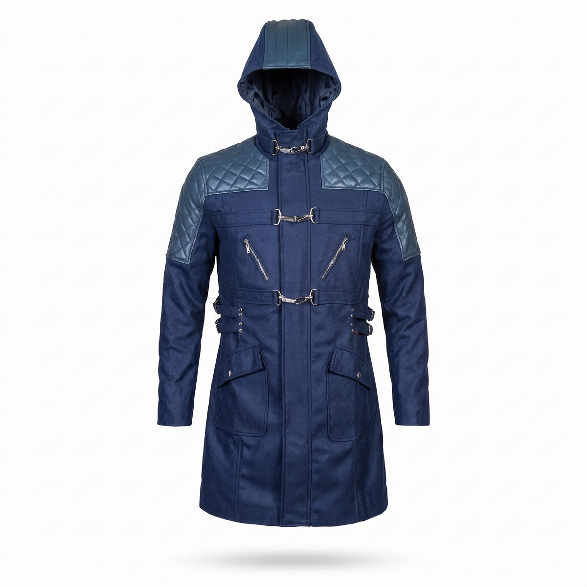 Devil May Cry 5 Nero Blue Leather Hooded Trench Coat