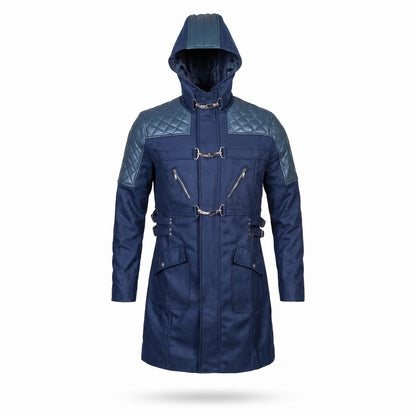 Devil May Cry 5 Nero Blue Leather Hooded Trench Coat