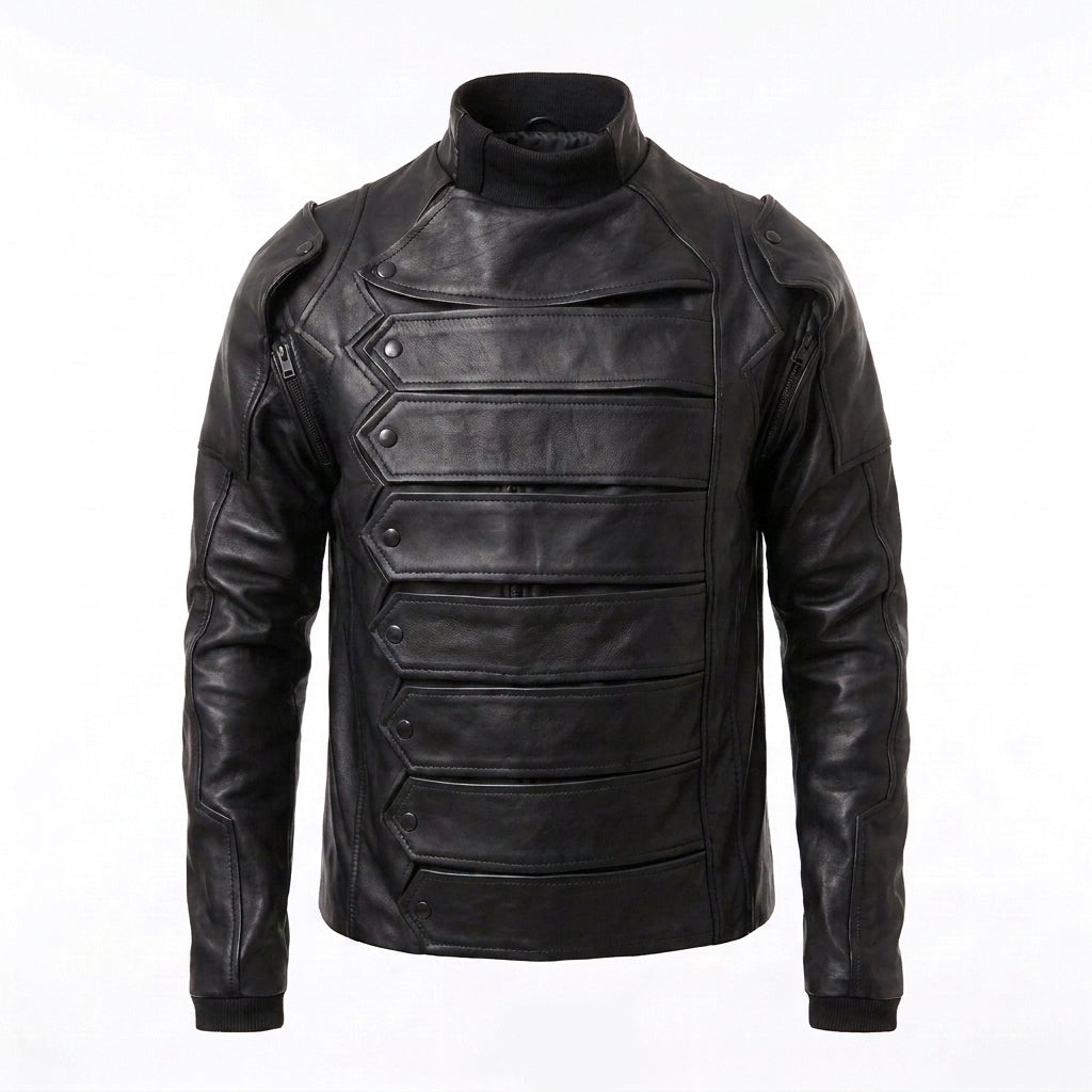 Bucky Barnes Winter Soldier Genuine Leather Jacket with Removable Arms
