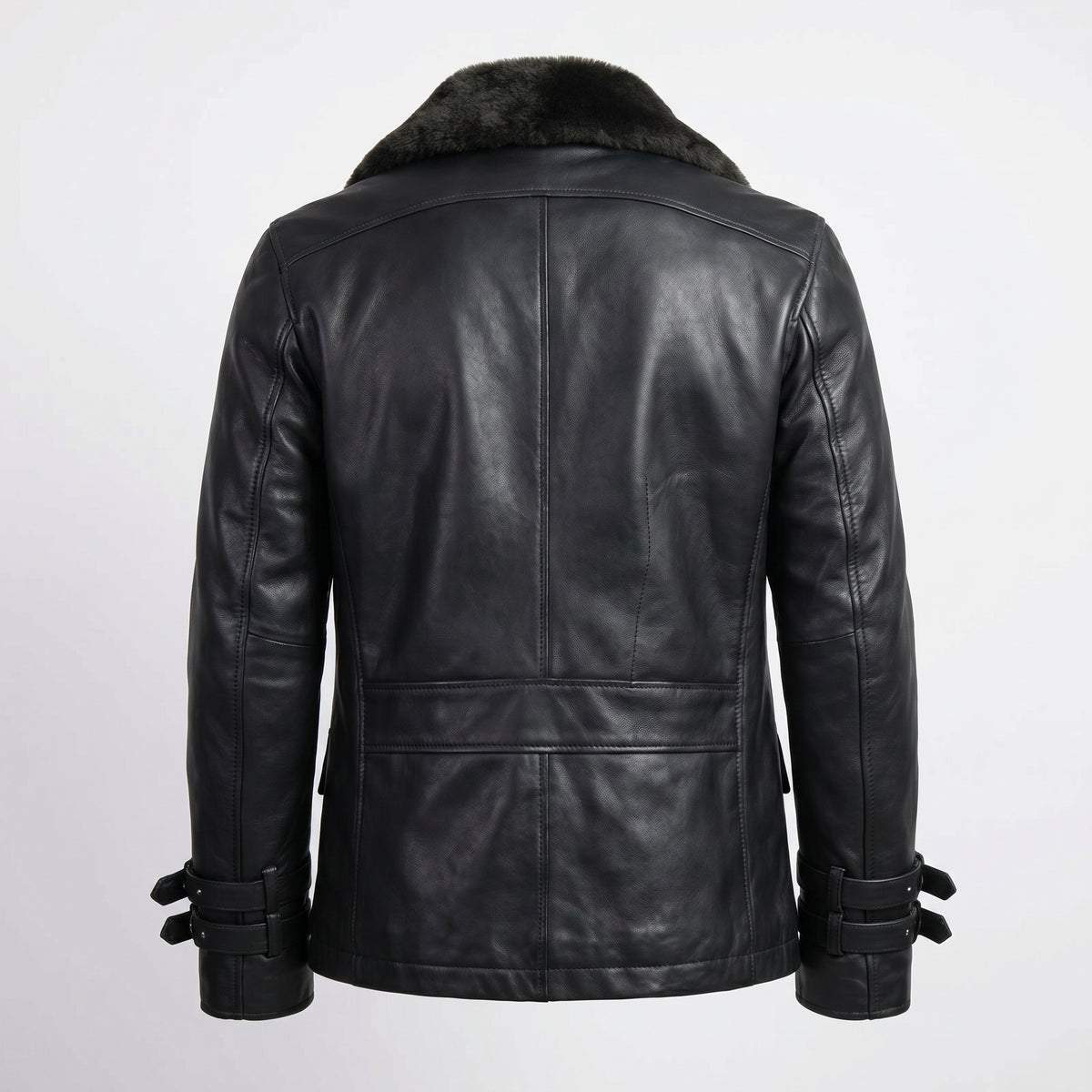 Resident Evil 9 Leon S. Kennedy Black Leather Peacoat Fur Collar Jacket