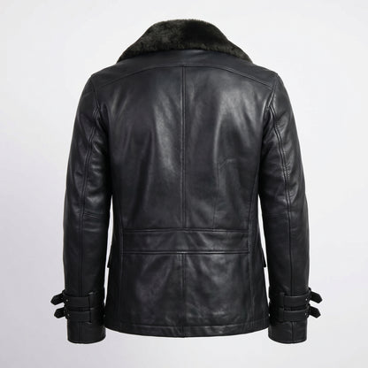 Resident Evil 9 Leon S. Kennedy Black Leather Peacoat Fur Collar Jacket