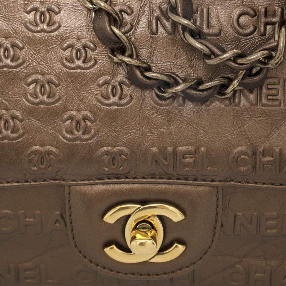 Chanel Coco Bronze CC embossed 9" Classic Flap Bag