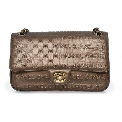 Chanel Coco Bronze CC embossed 9" Classic Flap Bag