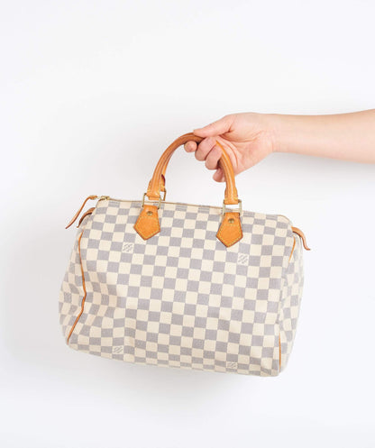LOUIS VUITTON Damier Azur Speedy 30 Hand Bag LV DU2029