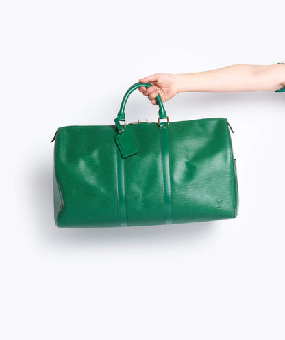 LOUIS VUITTON Epi Keepall 50 Boston Bag Green VI0934