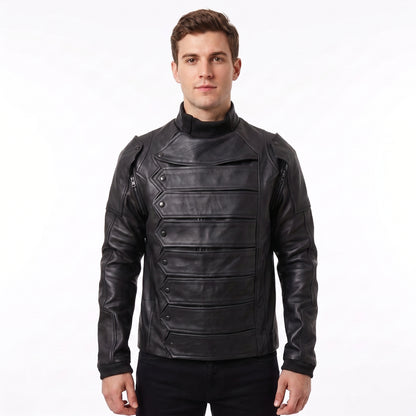 Bucky Barnes Winter Soldier Genuine Leather Jacket with Removable Arms