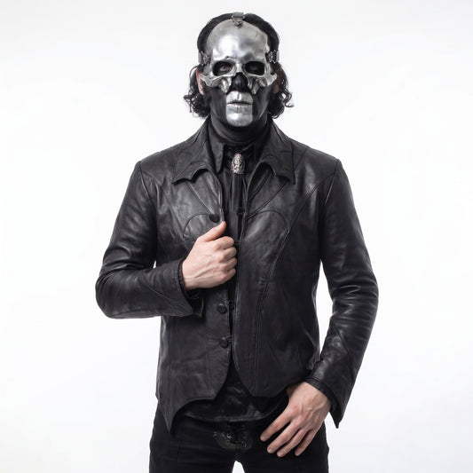 Papa V Perpetua Inspired Leather Jacket, Ghost Band Black Leather Gothic Jacket, Singer Cosplay Jacket