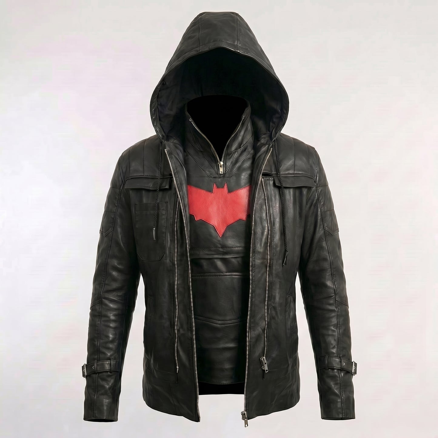 Batman Arkham Red Hood Jason Todd Black Leather Jacket & Vest