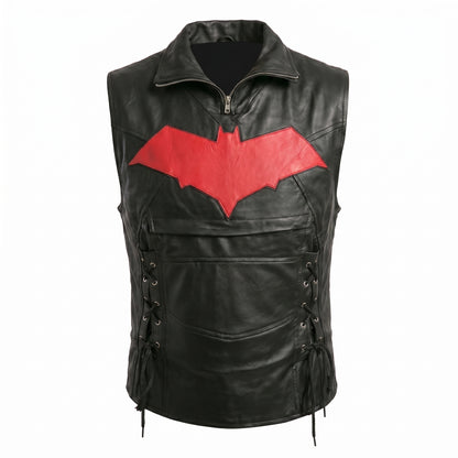 Batman Arkham Red Hood Jason Todd Black Leather Jacket & Vest