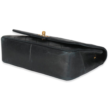 Vintage Black Quilted Lambskin Medium Diana Single Flap Bag